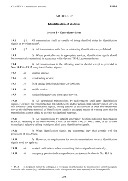 ARTICLE 19 Identification of Stations