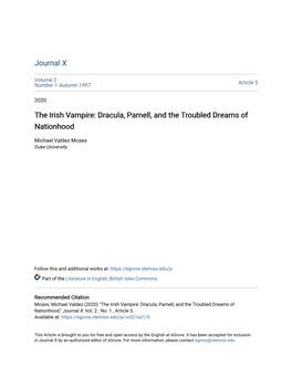 The Irish Vampire: Dracula, Parnell, and the Troubled Dreams of Nationhood
