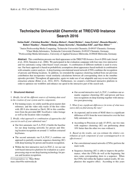 Technische Universit¨At Chemnitz at TRECVID Instance Search 2016