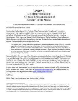 'Miss Representation': a Theological Exploration of Sexism1 in the Media