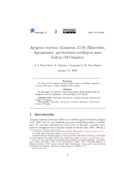 Agrypnus Murinus (Linnaeus, 1758) (Elateridae, Agrypninae): Aportaciones Corológicas Para Galicia (NO España)