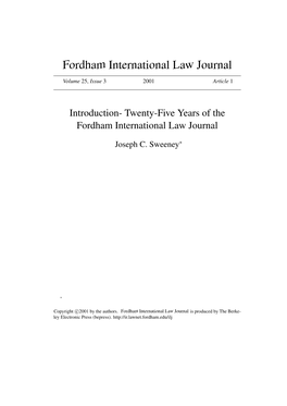 Introduction- Twenty-Five Years of the Fordham International Law Journal