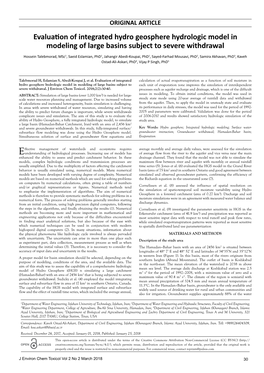 Evaluation of Integrated Hydro Geosphere Hydrologic Model in Modeling of Large Basins Subject to Severe Withdrawal