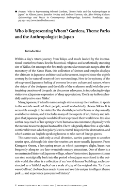 Gardens, Theme Parks and the Anthropologist in Japan”, in Allison James, Jennifer Hockey and Andrew Dawson, Eds