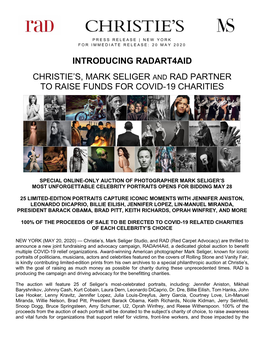 Introducing Radart4aid Christie's, Mark Seliger And