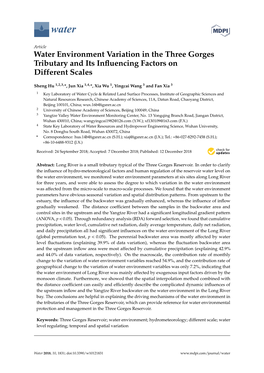 Water Environment Variation in the Three Gorges Tributary and Its Inﬂuencing Factors on Different Scales