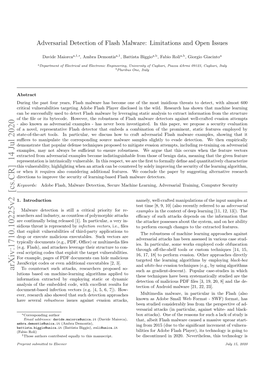 Arxiv:1710.10225V2 [Cs.CR] 14 Jul 2020 to Counteract Such Attacks, Researchers Proposed So- Such As Gradient-Descent)