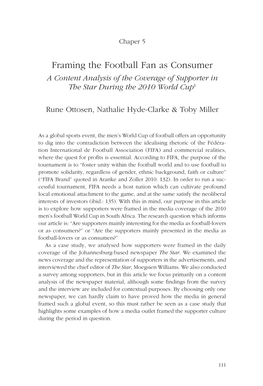 Framing the Football Fan As Consumer a Content Analysis of the Coverage of Supporter in the Star During the 2010 World Cup1