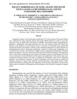 Chenopodiaceae) and Its Taxonomic Relationships