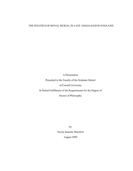 The Politics of Royal Burial in Late Anglo-Saxon England