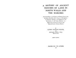 Tenures of Land in North Wales and the Marches