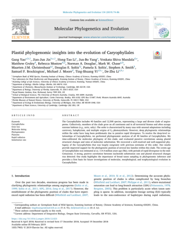 Plastid Phylogenomic Insights Into the Evolution Of