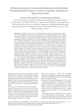 Multiple Generations of Extensional Detachments in the Rhodope Mountains (Northern Greece): Evidence of Episodic Exhumation of High-Pressure Rocks C^ M