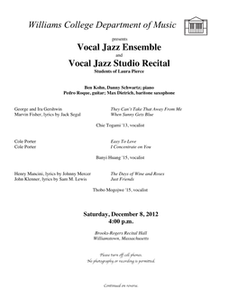 1208 Jazz Vocals Program