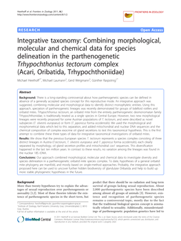 Integrative Taxonomy: Combining Morphological, Molecular and Chemical Data for Species Delineation in the Parthenogenetic Trhypo