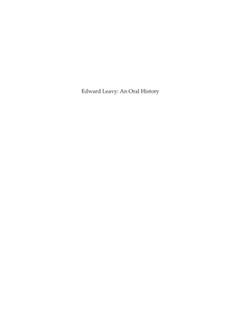 Edward Leavy: an Oral History