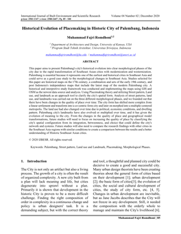 Historical Evolution of Placemaking in Historic City of Palembang, Indonesia