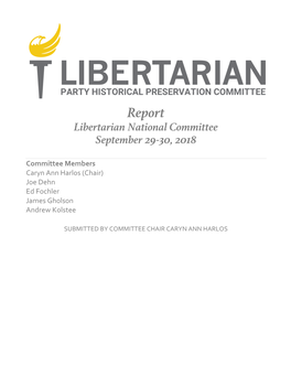 Report Libertarian National Committee September 29-30, 2018