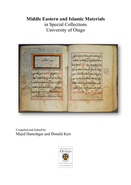 Middle Eastern and Islamic Materials in Special Collections University of Otago