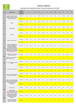 Gmina Jeżewo Harmonogram Odbioru Odpadów Komunalnych: Zmieszanych, Segregowanych W Roku 2018