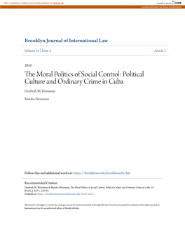 Political Culture and Ordinary Crime in Cuba Deobrah M