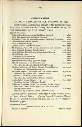The County Record Office, Preston, in 1946