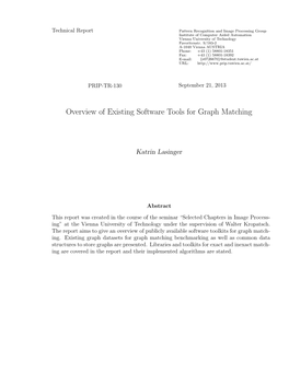 Overview of Existing Software Tools for Graph Matching