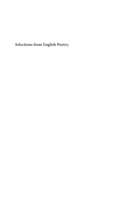 Selections from English Poetry