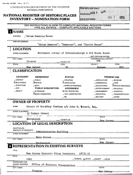 National Register of Historic Places Inventory - Nomination Form