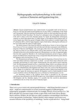 Mythogeography and Hydromythology in the Initial Sections of Sumerian and Egyptian King-Lists