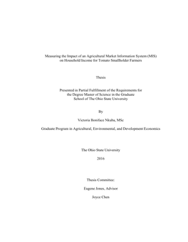 Measuring the Impact of an Agricultural Market Information System (MIS) on Household Income for Tomato Smallholder Farmers