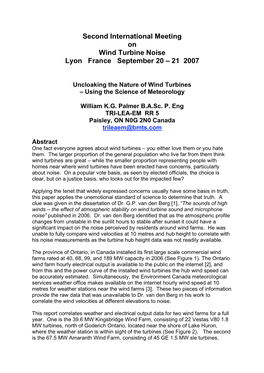 Second International Meeting on Wind Turbine Noise Lyon France September 20 – 21 2007