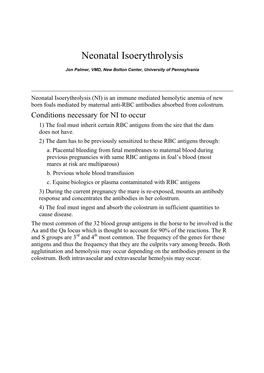 Neonatal Isoerythrolysis