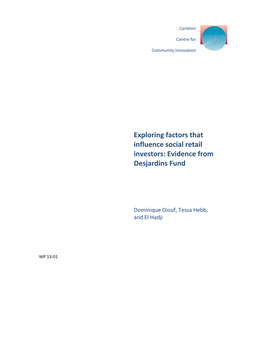 Exploring Factors That Influence Social Retail Investors: Evidence from Desjardins Fund