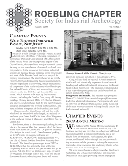 Roebling Chapter of the Society for Industrial Archeology Newsletter Volume 18, No. 1 March 2009