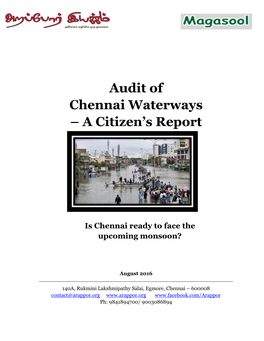Audit of Chennai Waterways – a Citizen's Report