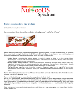 Ferrero Launches Three New Products