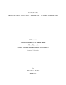 Tuning in Situ: Articulations of Voice, Affect, and Artifact in the Recording Studio