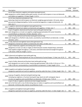 Lot Description LOW Estimate HIGH Estimate 4000 an Art Deco