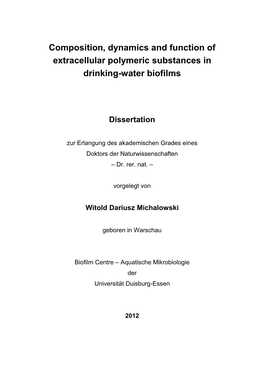 Composition, Dynamics and Function of Extracellular Polymeric Substances in Drinking-Water Biofilms