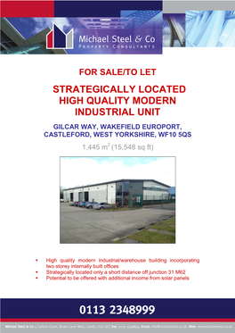Gilcar Way, Wakefield Europort, Castleford, West Yorkshire, Wf10 5Qs