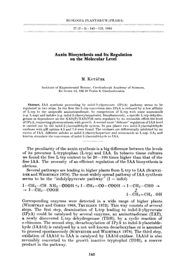 Auxin Biosynthesis and Its Regulation on the Molecular Level