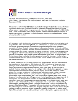 Volume 5. Wilhelmine Germany and the First World War, 1890-1918 Lovis Corinth, ―The Paintings from the Brandenburg March and T