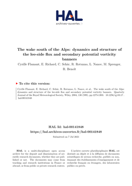 Dynamics and Structure of the Lee-Side Flox and Secondary Potential Vorticity Banners Cyrille Flamant, E