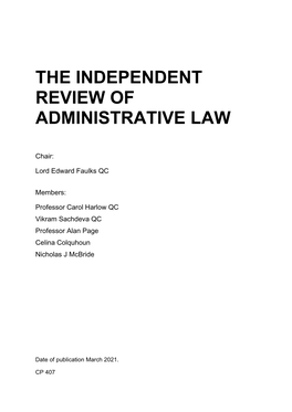 The Independent Review of Administrative Law