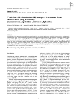 Vertical Stratification of Selected Hymenoptera in a Remnant Forest of the Po Plain (Italy, Lombardy) (Hymenoptera: Ampulicidae, Crabronidae, Sphecidae)