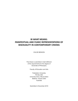 Bi What Means: Paratextual and Filmic Representations of Bisexuality in Contemporary Cinema