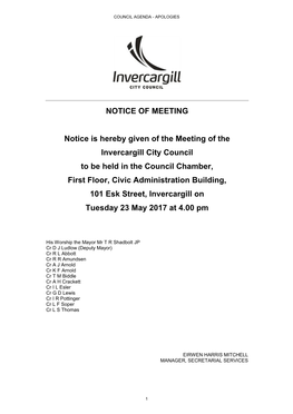 Council Agenda - Apologies