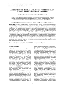 Application of Hec-Ras and Arc Gis for Floodplain Mapping in Segamat Town, Malaysia