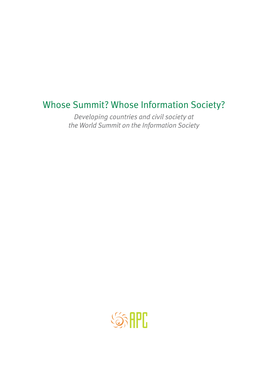 Whose Summit? Whose Information Society?